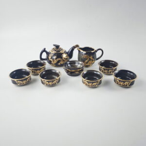 Gold-Inlaid Jade Style Jun Porcelain "Dragon Soaring for Prosperity" Kung Fu Tea Set