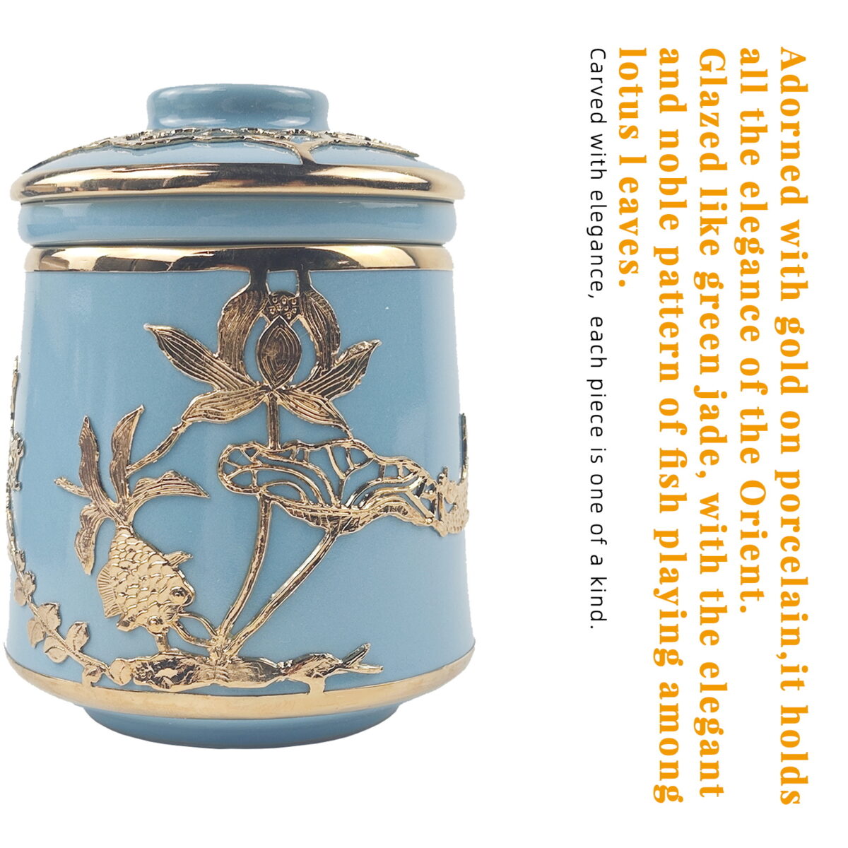 Gold-Inlaid Jade Style Ru Porcelain "Fish Playing Among Lotus" Personal Tea Cup - Image 2