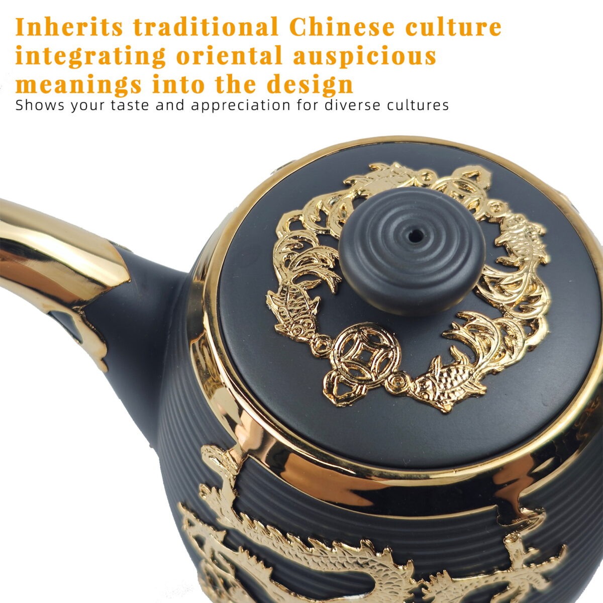 Gold-Inlaid Jade Style Zisha Purple Clay "Dragon Blesses Endless Fortune" Complete Kung Fu Tea Gift Set - Image 2