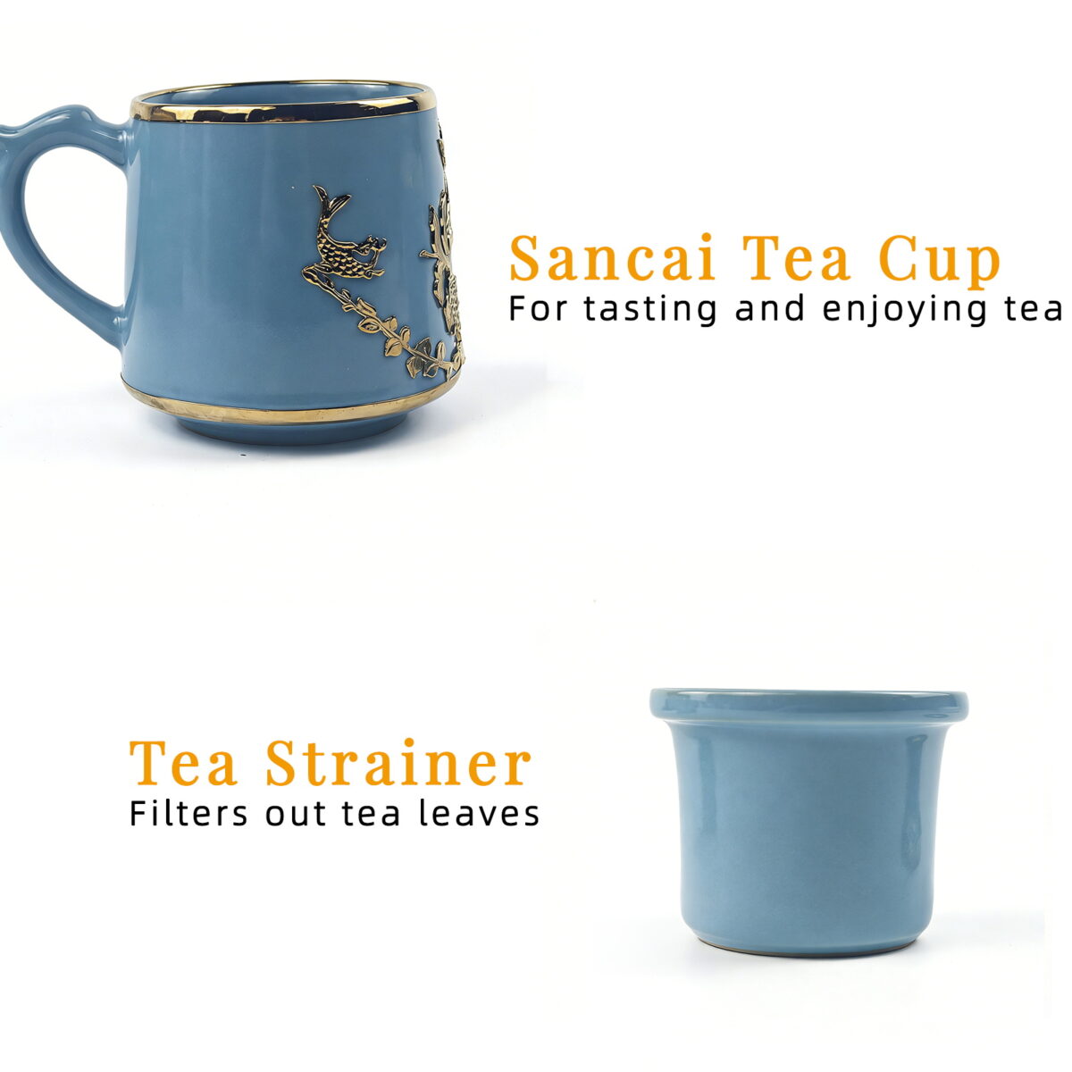 Gold-Inlaid Jade Style Ru Porcelain "Fish Playing Among Lotus" Personal Tea Cup - Image 8