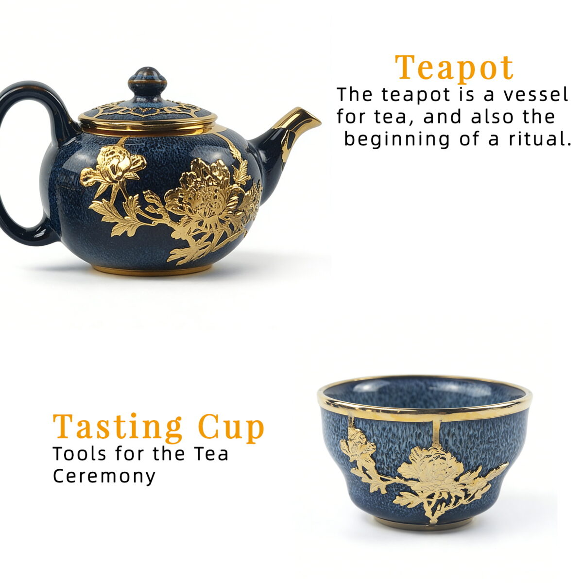Gold-Inlaid Jade Style Jun Porcelain "National Beauty & Heavenly Fragrance" Tea Set - Image 8