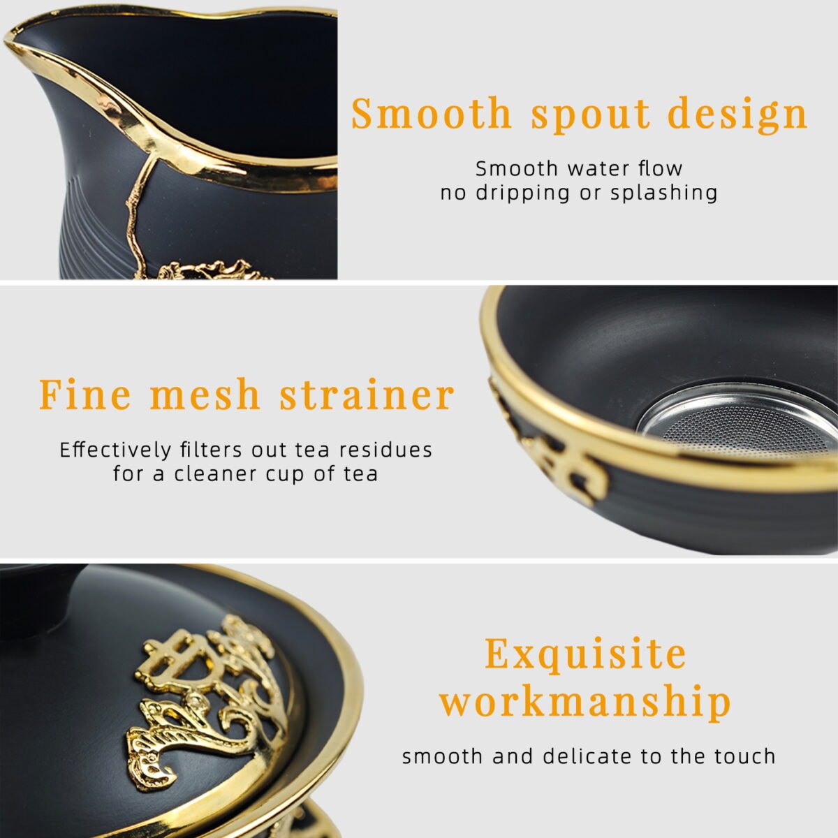Gold-Inlaid Jade Style Zisha Purple Clay "Dragon Blesses Endless Fortune" Complete Kung Fu Tea Gift Set - Image 6