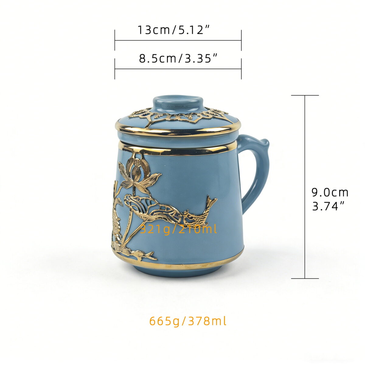 Gold-Inlaid Jade Style Ru Porcelain "Fish Playing Among Lotus" Personal Tea Cup - Image 10