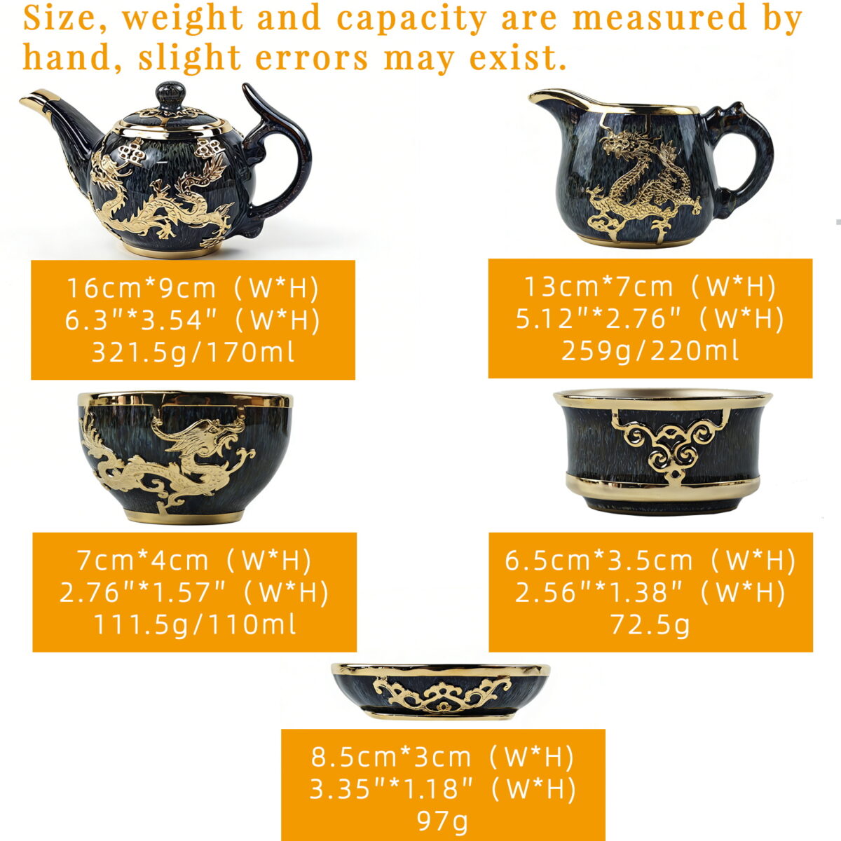 Gold-Inlaid Jade Style Jun Porcelain "Dragon Soaring Across the Four Seas" Kung Fu Tea Set - Image 6