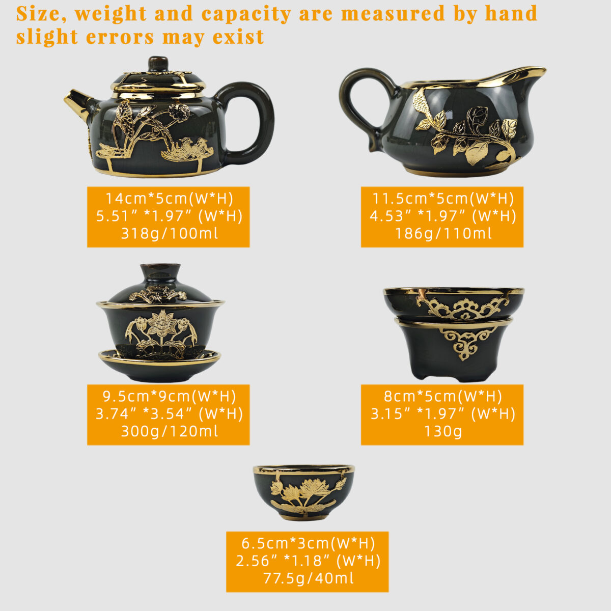 Gold-Inlaid Jade Style Jun Porcelain “Midnight Lotus Bloom” Complete Kung Fu Tea Gift Set - Image 9