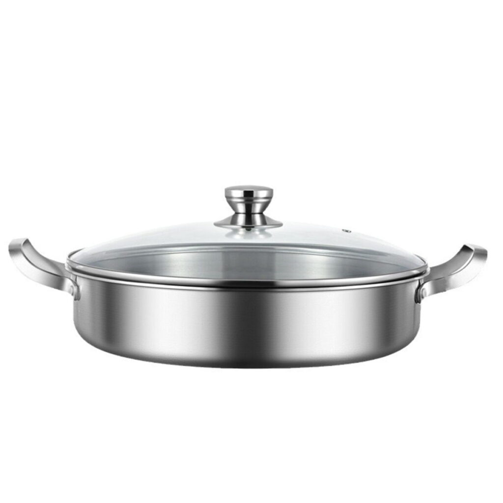 Double-Handle Stainless Steel Frying Pan