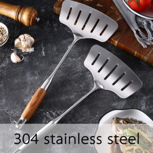 Stainless Steel Fish Spatula (Wooden Handle)