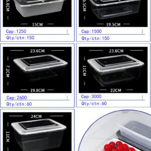 Rectangular disposable food containers