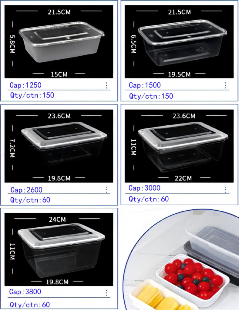 Rectangular disposable food containers