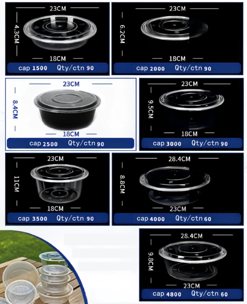 Round shallow disposable food container