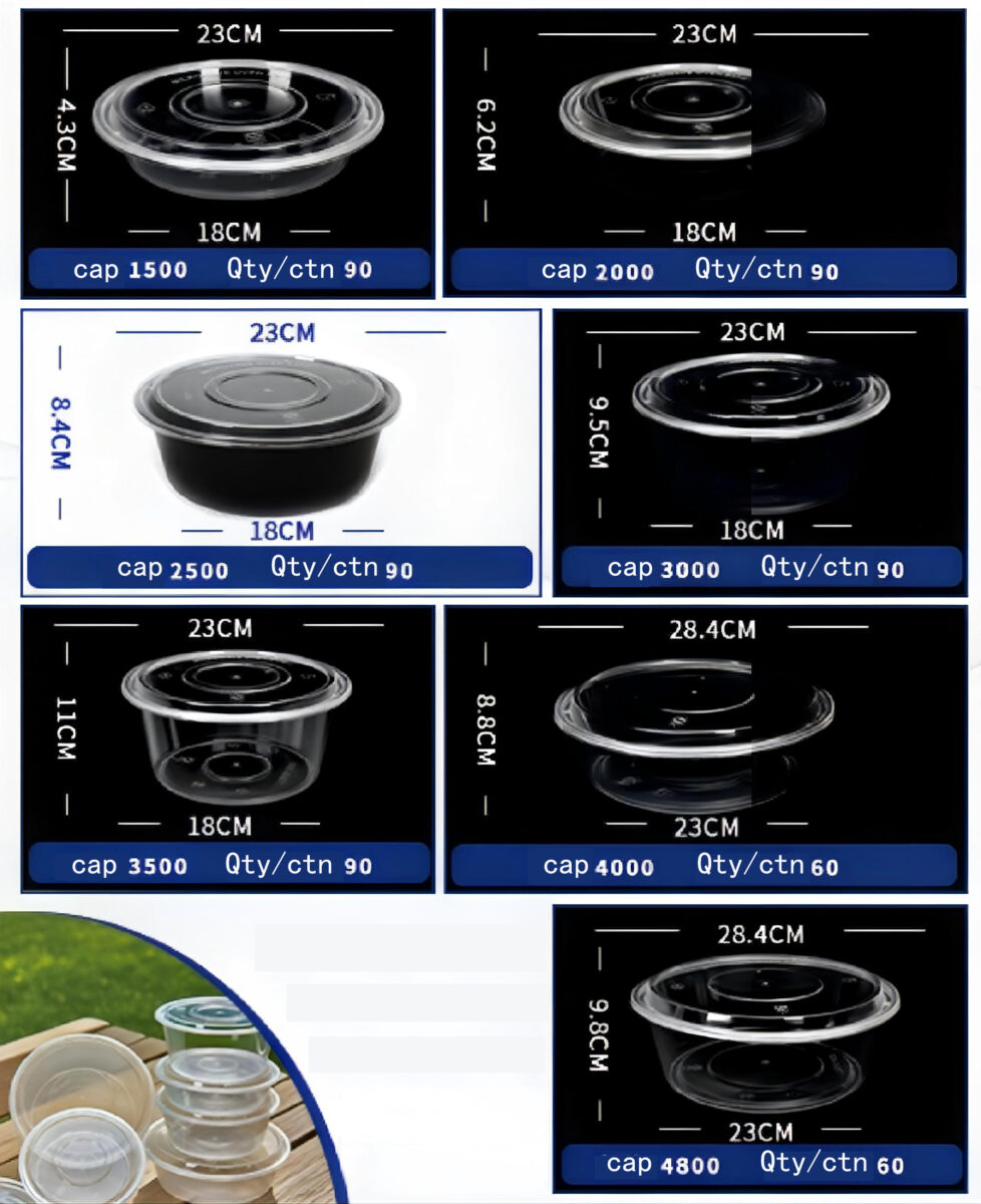 Round shallow disposable food container