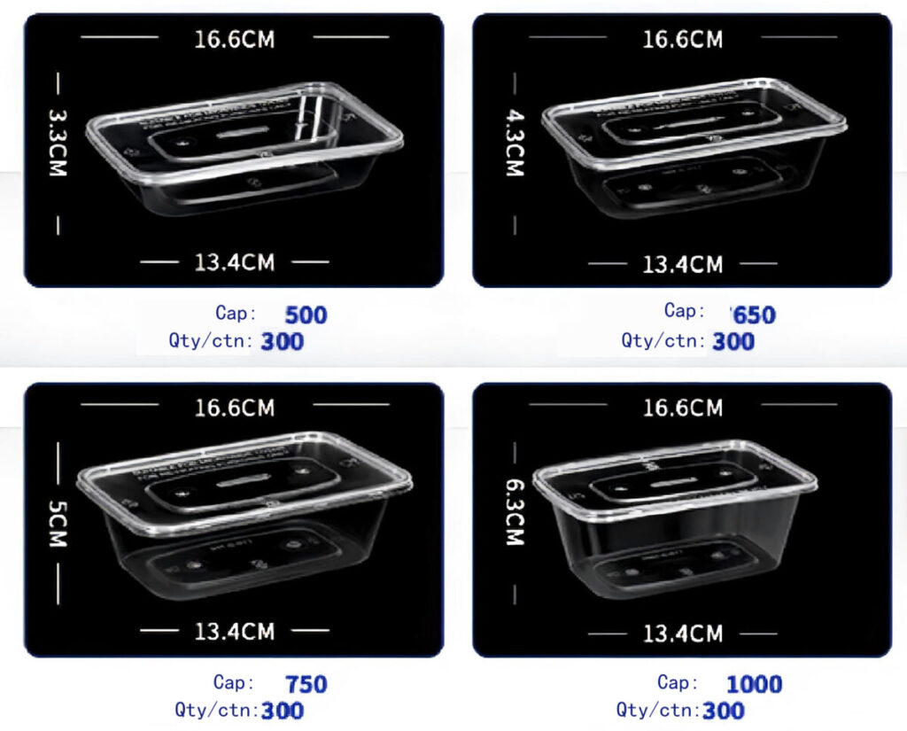 Clear Rectangular Disposable Lunch Boxes