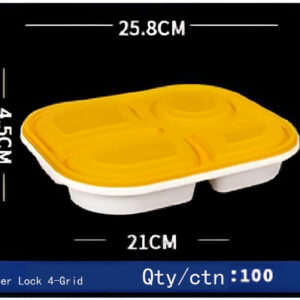 Tamper-proof Square Multi-grid Disposable Lunch Box