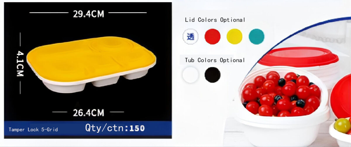 Tamper-proof Square Multi-grid Disposable Lunch Box - Image 2