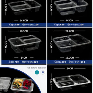 Square 3-Compartment Disposable Food Container