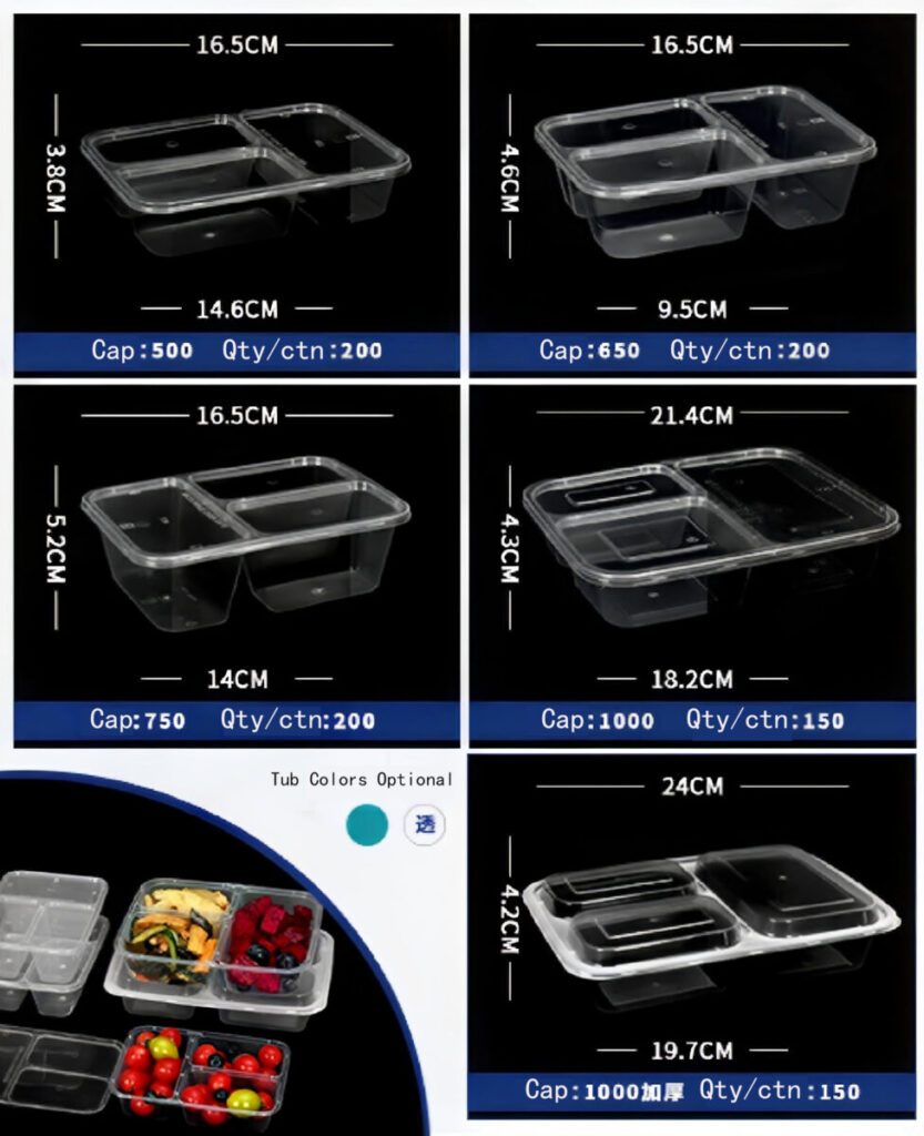 Square 3-Compartment Disposable Food Container