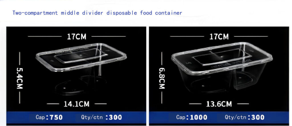 Two-compartment middle divider  disposable food container