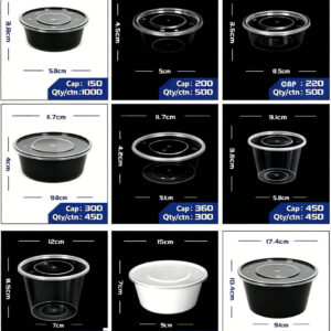 Round disposable takeout boxes